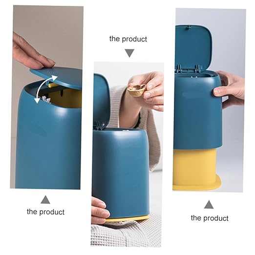Mini Portable Garbage Bin with Press Cover for Office and Home Odor Sealing Trash Friendly Material Compact Waste Basket for Car Desk and Living Room Use