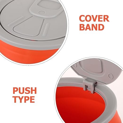 TIDTALEO Soda Can Shaped Trash Can with Press Lid Orange Plastic Wastebasket for Bathroom Bedroom Office Compact Covered Garbage Bin for Home and Car Use