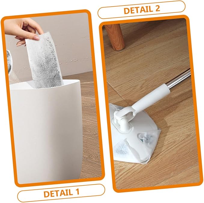 Retractable Dust Mop Floor Cleaning Mop with Triangular Microfiber Cloth for Household Use White Adjustable Handle