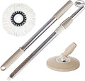 Spin Mop Replacement Handle 47.6-inch 360 Degrees Rotating Telescopic Replacement Mop Stick with Robust Reinforced Plastic Disc for Spin Mop Bucket Cleaning System (Plastic DiscKhaki)