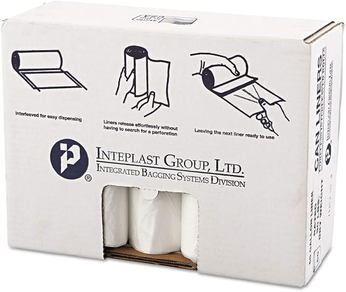 Inteplast 40-45 Gallon Extra Heavy Duty Trash Bags - .80 Mil White 100 Count