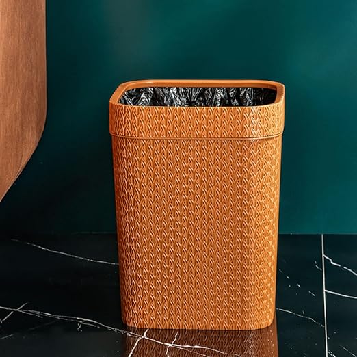Zerodeko Orange Rattan Storage Bucket Large Capacity Waste Can Plastic Garbage Container Office Trash Bin Ash-bin