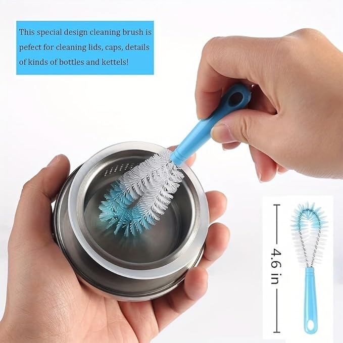 8 Boxed Wine Bottle Cleaning Brush Set for Narrow Wine/Beer Bottles/Thermos/jugs/sp Long Handled Black Cleaner(Black B)