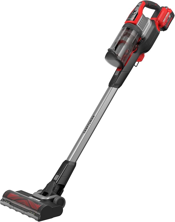 CRAFTSMAN V20 Stick Vacuum Cordless Rechargeable3 Speed Lightweight Powerful Suction Brushless Extended Runtime Battery and Charger Included (CMCVS501M1)