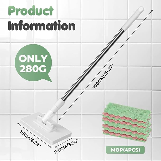Disposable Dust Mop with 5 Reusable Cloths 2026 Upgrade 39 Long Handle Wet and Dry Flat Mopping Sweeper Stick No Wash Clip Mops with Locking Head Retractable Gap Dust Cleaner for Wet &amp Dry