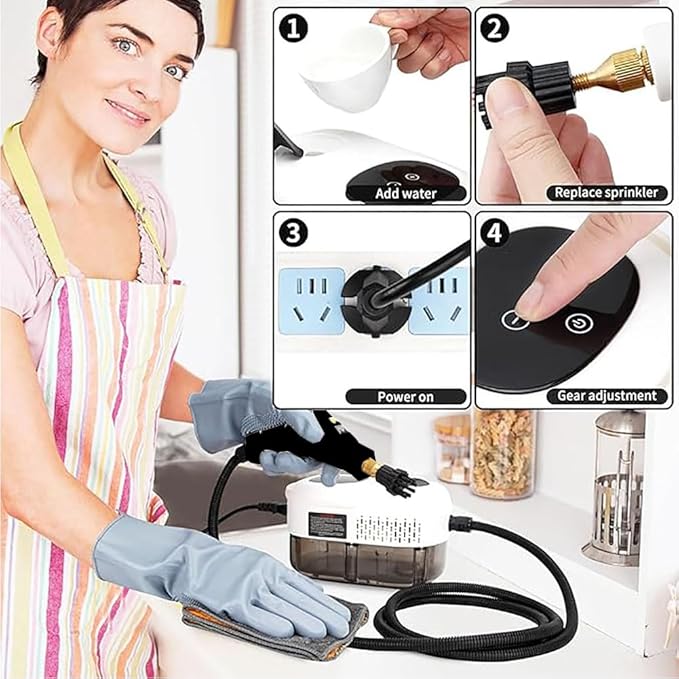 Handheld Steam Cleaner 1500W Pressure High Temperature Pressurized Steam Cleaning Machine with 1100ml Water Tank 3Bar 6 Gear Adjustment for Grout Tile Car Kitchen LCD Touch Screen