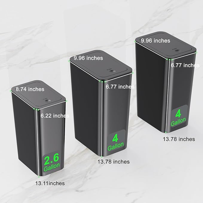 N. NETDOT 3 Pack (2 of 4 Gal &amp 1 of 2.6 Gal) Small Trash Can with LidBathroom Garbage Can with Pop-Up LidWaste Basket for BathroomKitchenBedroomPowder RoomCraft RoomOfficeCollege (Black)