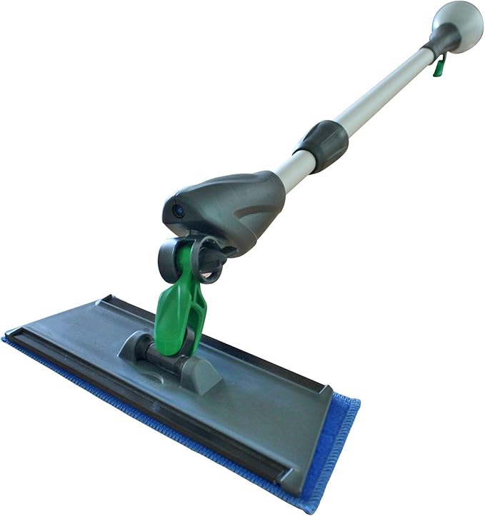 Cleano 5' Telescopic Indoor Window and Surface Cleaning System - Cleaning Reach of Over 10 feet | Micro Spray Delivers Water and Solution | Refillable Solution Globe | Includes 3 Cleaning Pads