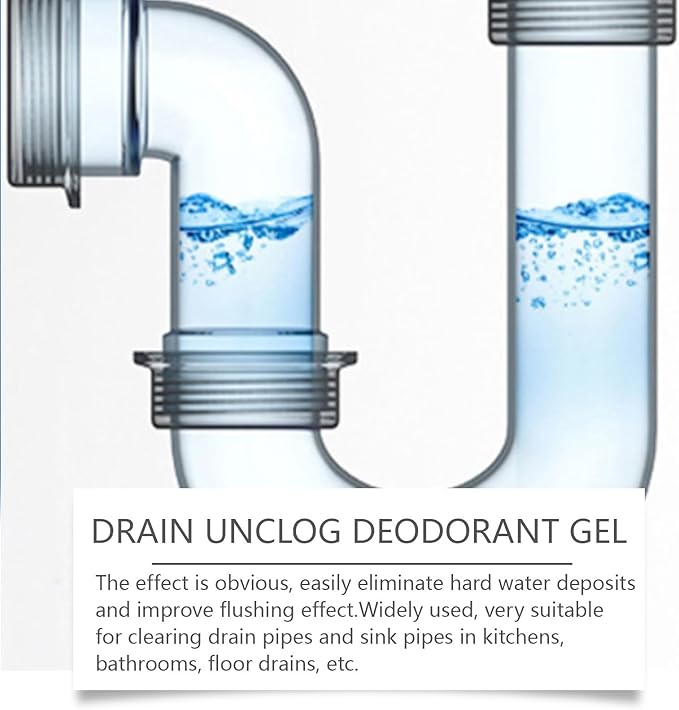 Drain Unclogging &amp Deodorizing Gel for Kitchen and Bathroom - Removes Hard Water Deposits Cleans and Deodorizes Pipes(3PCS)