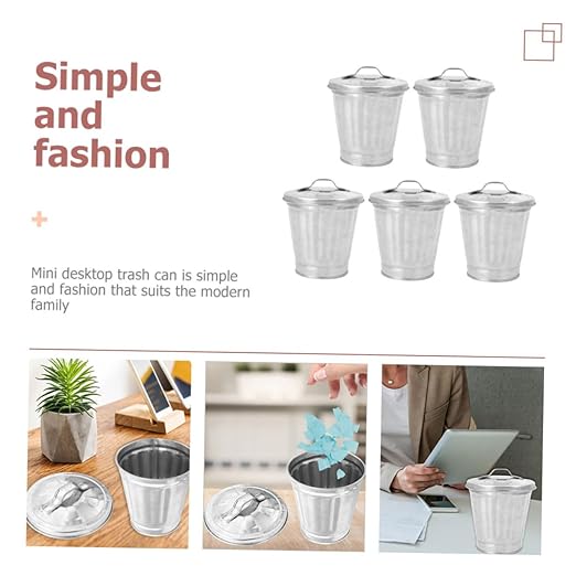 4pcs Galvanized Planter Trash Can Lid Small Wastebasket Lid for Indoor Plants Storage Container