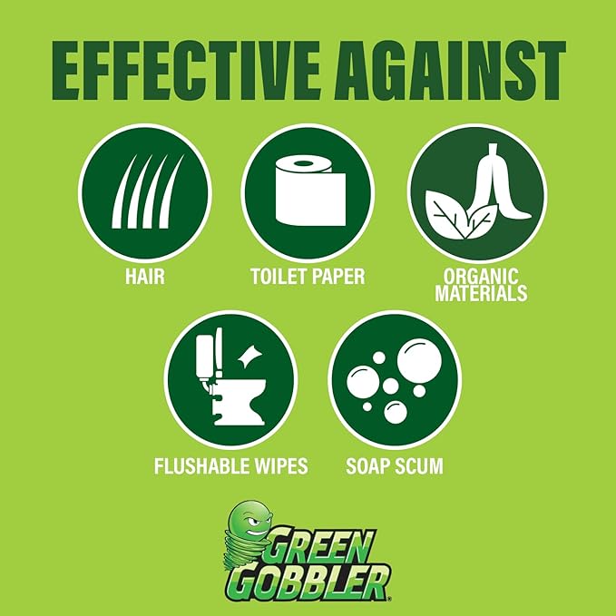 Green Gobbler Drain Clog Remover &amp Drain Cleaner Powder (5 Pacs &amp 5 Tools)