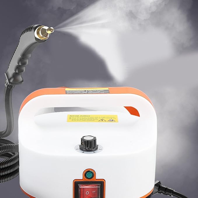 Handheld Steam Cleaner for Car Floor Kitchen Bathroom Portable &amp Lightweight High Temperature Pressure Steam Machine with Brush Heads (110V US Plug)(Orange Red)