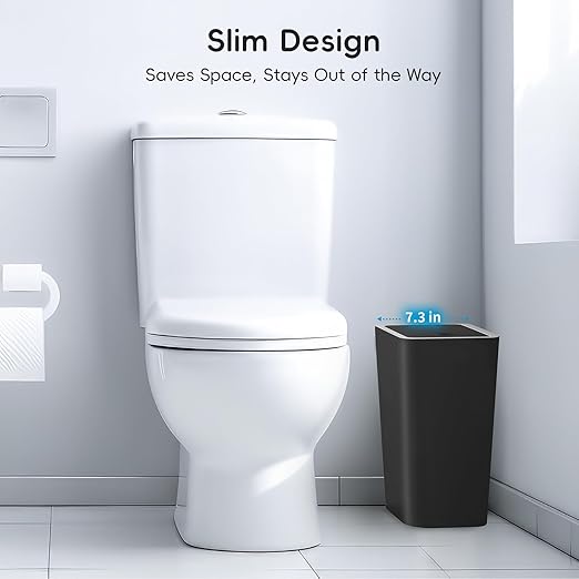 Lysam Small Trash Can 3 Pack 4 Gallons Bathroom Garbage Can with Lid Press-Top Small Waste Basket with Trash Bags Slim Plastic Garbage Bin for Dorm Office Bedroom Kitchen Living Room (Multi)