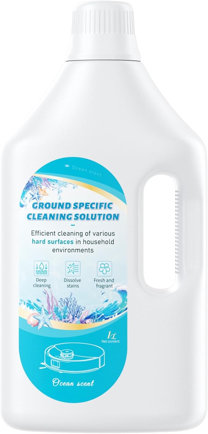 2.5L Floor Cleaning Solution Compatible with Roborock/Eufy/iRobot/Ecovacs/Dreame/Shark Fragrance Deodorization Deep Cleans for Multiple Hard Floors (2.5 Liter 【Fresh Ocean】)