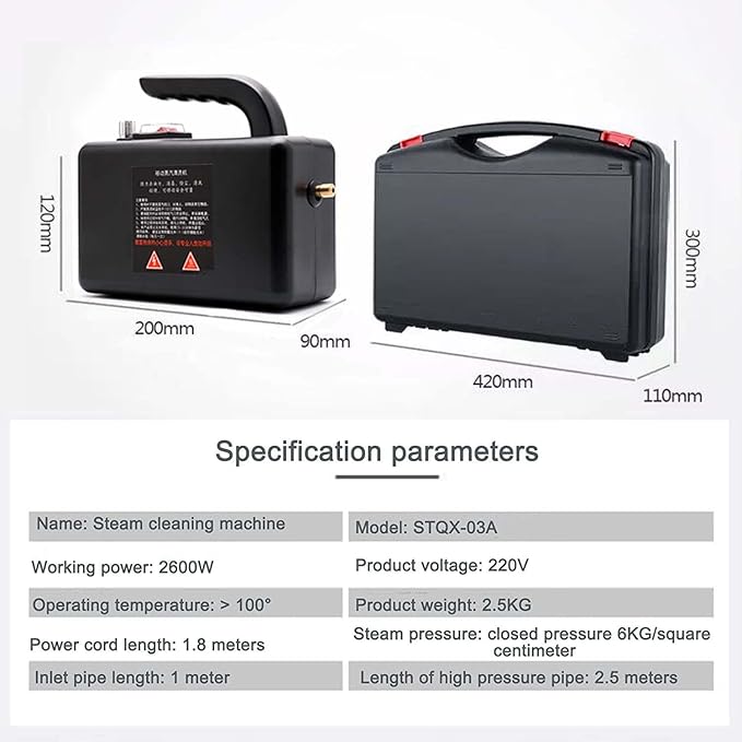 2600W High Temperature Portable Handheld Steam Cleaner for Home Kitchen Bathroom Tile Grouting and Car Detailing 110V