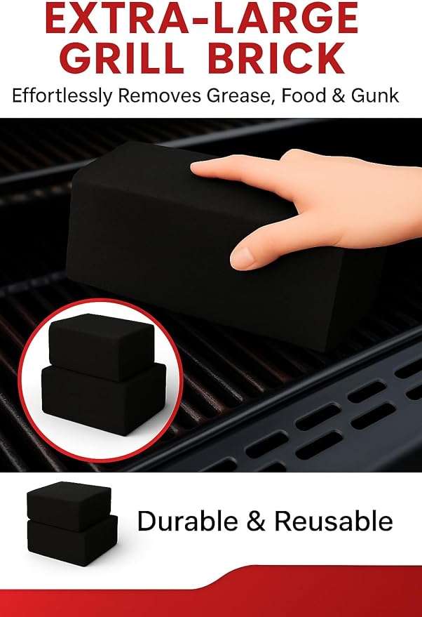 Commercial Grade Heavy Duty Grill Cleaning Brick Bulk 2 Pack. Pumice Stone Cleaner Tool Cleans and Sanitizes Restaurant Flat Top Grills or Griddles Effectively Without Harsh Chemicals or Abrasives
