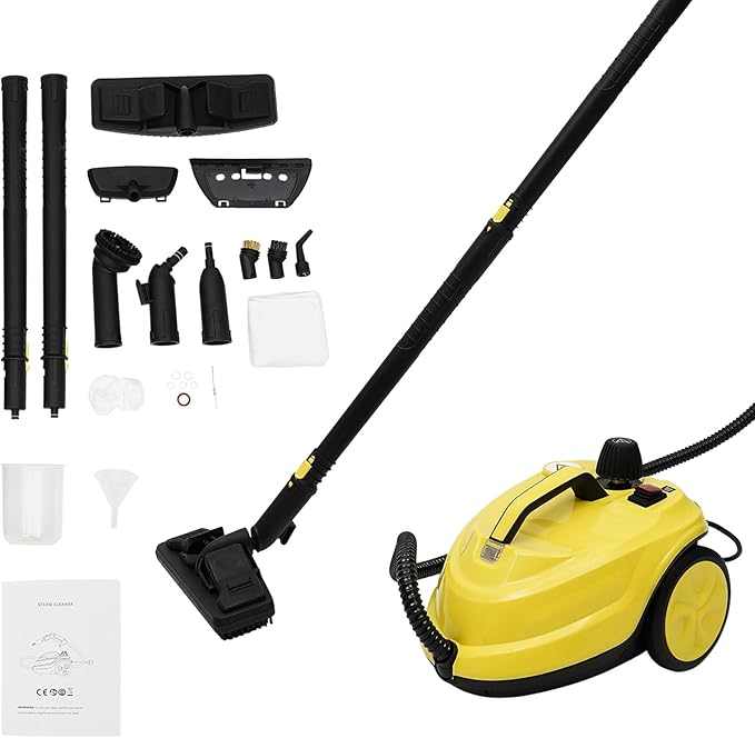 Steam Cleaner for Home Handheld Steamer with Cleaner Kit 2000W Portable High Pressure Multipurpose Grout Steam Cleaner for Upholstery Car Kitchen Bathroom 100°C/212°F (Yellow)
