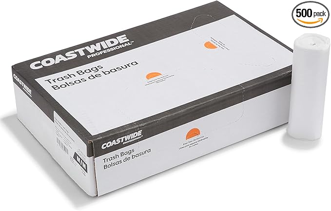 Coastwide Professional 20-30 Gallon Trash Bag 30 x 37 High Density 12 mic Natural 500 Bags/Box