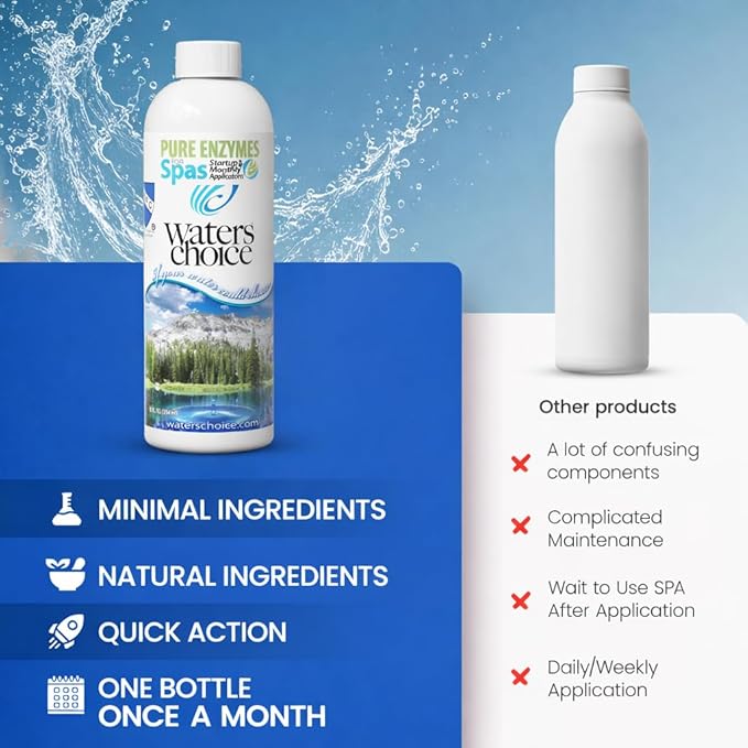 Waters Choice Complete Hot Tub Chemicals 3-Month Starter Kit-All-in-One Water Clarifier Chemical-Free Spa Kit for Easy Water Care in Hot Tubs &amp Jacuzzis