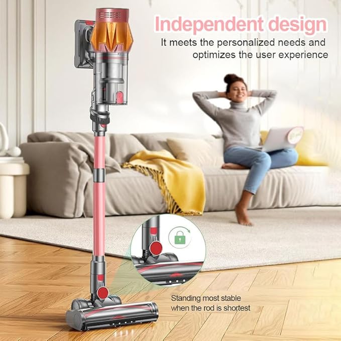 Cordless Vacuum Cleaner 550W 65Kpa 40Mins Vacuum Cleaners for Home LED Screen Stick Vacuum Cleaners Anti-Tangle 1.2L Dust Cup 4 in 1 Lightweight Vacuum for Hardwood Floor Carpet Pet Hair