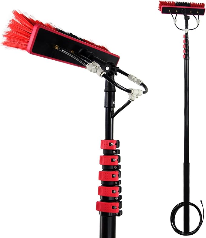Glass Cleaning Brush Home Water Fed Telescopic Pole Kit Solar Panel Brush Rotating for Photovoltaic PanelWater Fed Pole Kit Telescopic Extension Pole Cleaning Kit Aluminum Outdoor Window C