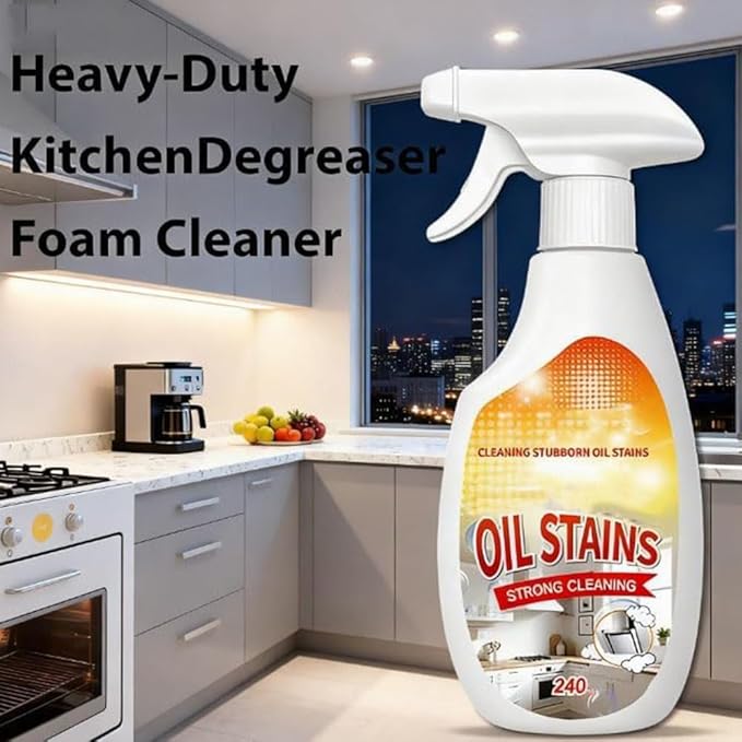 Heavy-Duty Kitchen Degreaser Foam Cleaner 2026 New Heavy Clean Up Kitchen Oil Stains Spray 240ml Multifunctional Powerful Oven Cleaner for Stove Counter Tops Range Hoods (1)