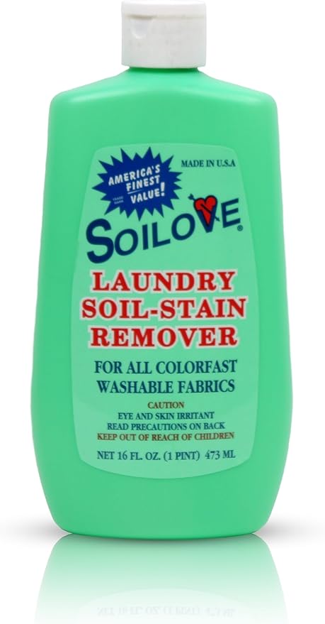 Soilove Laundry Stain Remover Liquid – 6 Bottles (16oz) – Powerful Prewash for Blood Grease Ink Grass Food &amp More – Advanced formula clothes stain remover