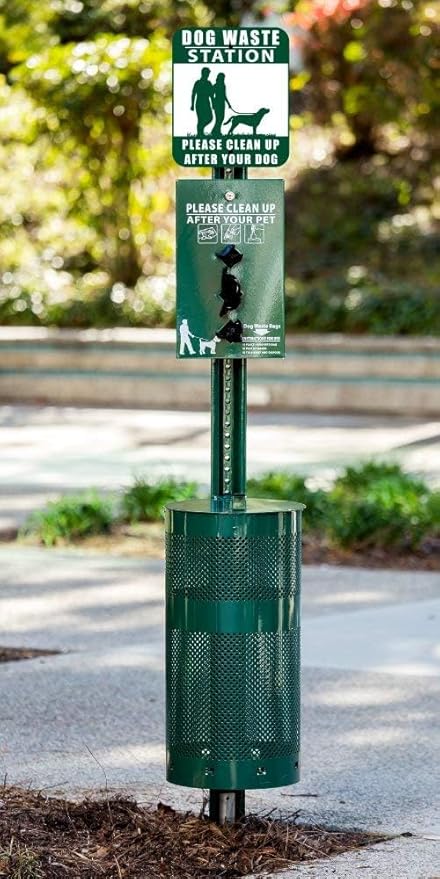 ZERO WASTE USA - Rust Proof Aluminum Dog Waste Station - Free 400 Waste Roll Bags &amp 25 can Liners - 10-Year Warranty - Over 500k Sold in USA (Green)