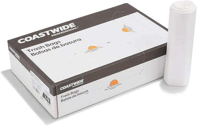 Professional 40-45 Gallon Trash Bag 40 x 48 High Density 16 mic Natural 250 Bags/Box
