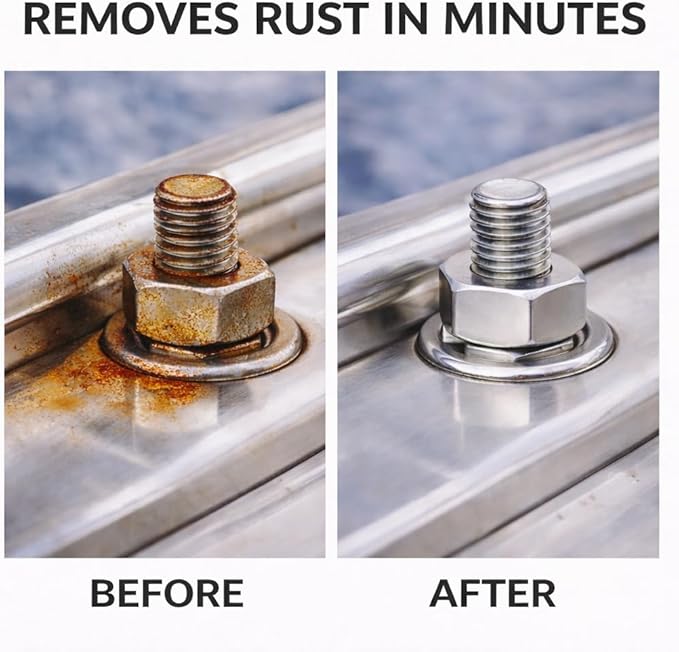 Stainless Steel Rust Remover – NSF Approved Non-Toxic Rust Stain Remover for Stainless Steel Appliances Sinks Grills Marine Hardware &amp Commercial Equipment (4 oz)