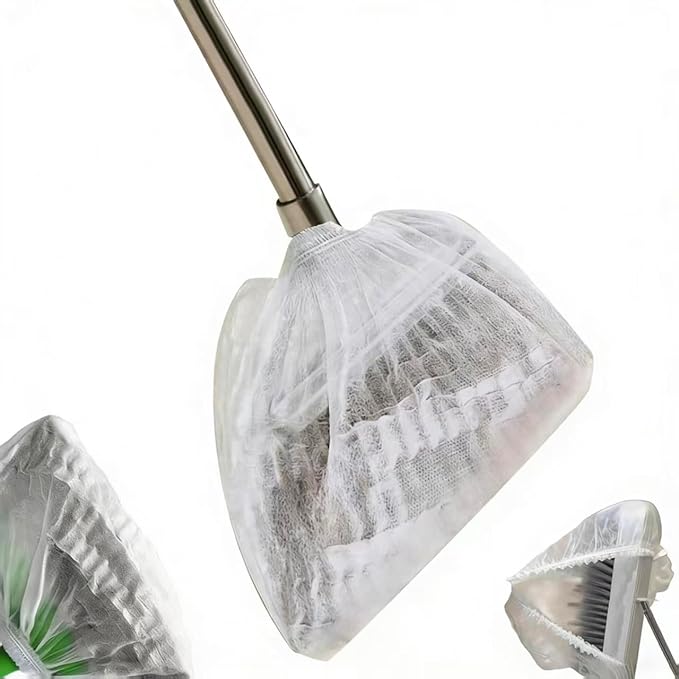 Disposable Broom Covers 300-Piece Disposable Broom Dusting Covers Lock in Pet Hair &amp Dust Easy On/Off for Standard Brooms and Dustpans Keep Hands Clean No-Wash Lazy Cleaning Tool (300pcs)