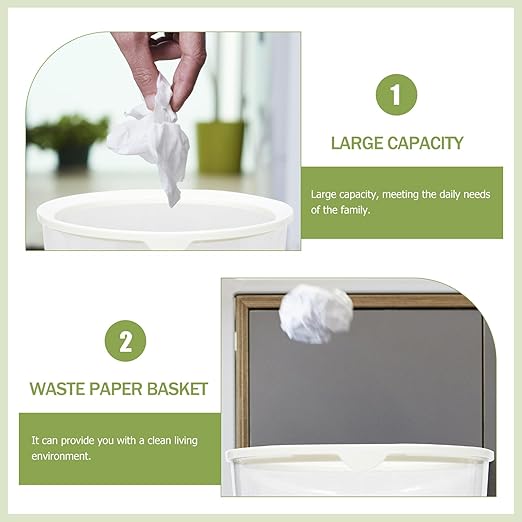 NUOBESTY Transparent Round Trash Bin Large Capacity Household Storage Container Lightweight Plastic Waste Basket for Home Office Kitchen with Simple Elegant Design