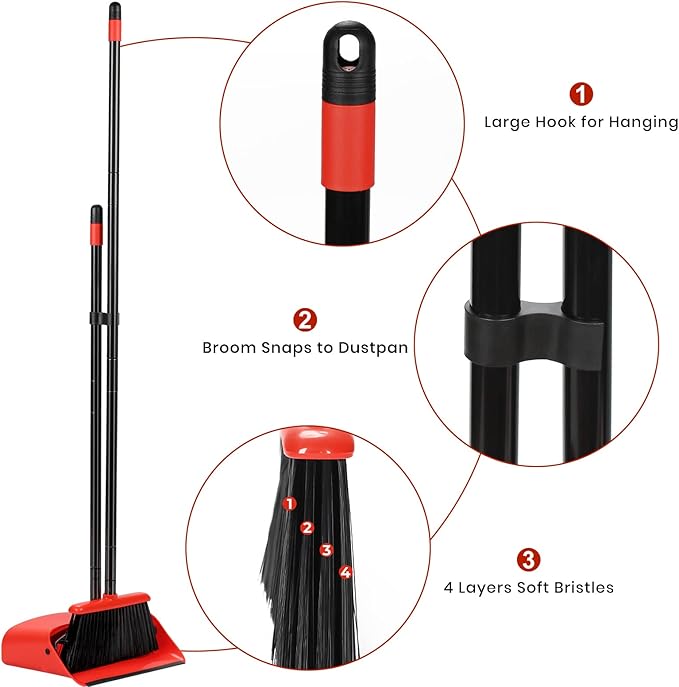 TreeLen Broom and Dustpan Set 52 inch Broom and Dust Pan Combo for Home