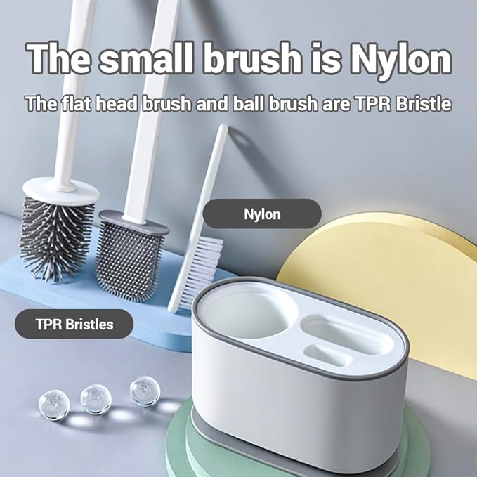 Toilet Brush Set Bathroom Accessories Toilet Bowl Cleaners Deep Cleansing Multifunctional Hanging Toilet Brush Set for Bathroom(Pearl White)