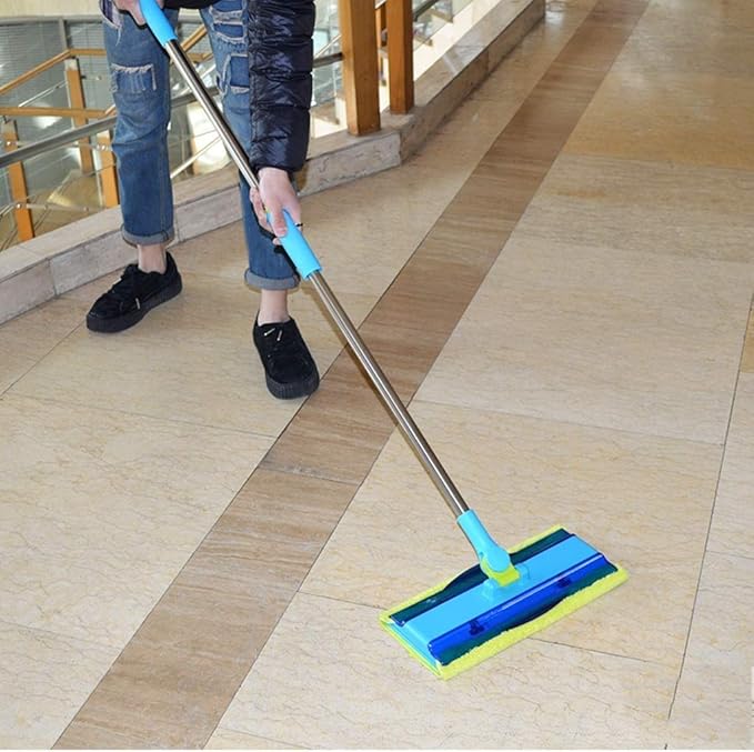Microfiber Hardwood Floor Mop with Washable Pads Rotation Dust Flat Mop with Long Stainless Steel Handle for Home/Office Floor Cleaning