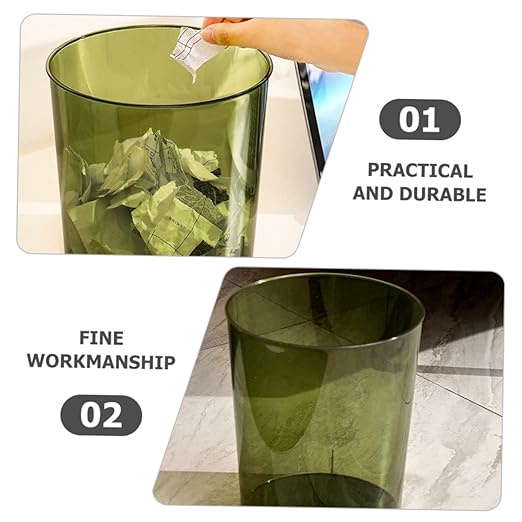 VICASKY Large Capacity Clear Trash Can for Home and Office Multi Function Wastebasket for Bathroom Kitchen Bedroom Simple Stylish Design and Sturdy Paper Bucket for Household Use