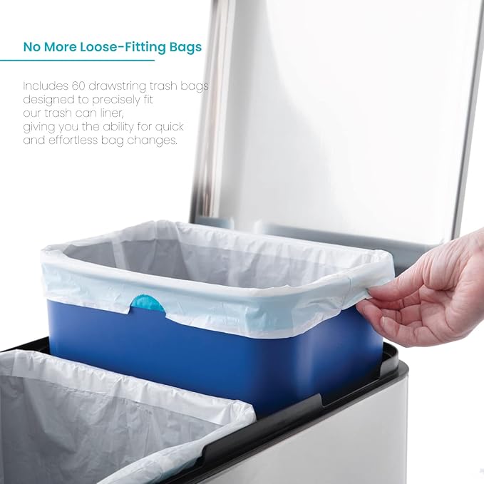Home Zone Living Kitchen Trash Bags 60 Count 8 Gallon 30 Liter Code 30R and 60 Count 5.3 Gallon 20 Liter Code 20R