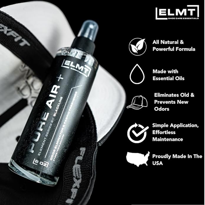 Blackline ELMT Hat Cleaning Kit — Quick-drying US-Made Cleans 50+ Hats — Hat Cleaner for Baseball Caps of all Materials Cotton Wool Leather Felt and more (8oz Solution Deodorizer Towel &amp Br