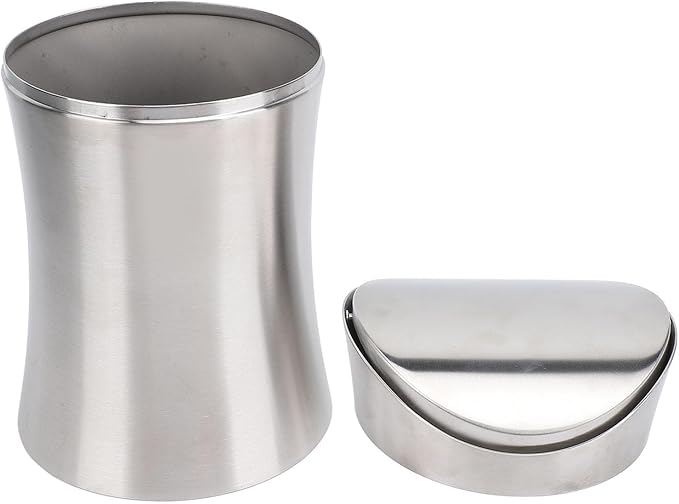 Zerodis Desk Trash Can Wastebaskets Multifunction Tabletop Dustbin Modern Garbage Container Storage Bin with Swing Lid Tiny Waste Basket for Office Home Desk Trash Can Stainless Steel
