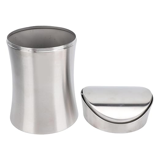 Compact Mini Countertop Trash Can 304 Stainless Steel 1.5 Gallon with Swing Lid - Odor Control Easy Clean Design Tiny Garbage Desktop Trash Cans Ideal for Home Office Bathroom Use