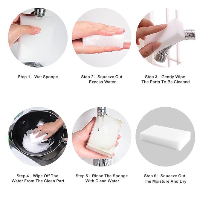Magic Erasers Sponge 100 Pack Extra Premium Melamine Sponge Foam Cleaning Pads in Bulk Non-Scratch Scrub Sponge Household Cleaning Kitchen Dish Sponges (White)