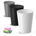 Lysam Bathroom Trash Can 3 Pack 1.8 Gallons Small Trash Can with Trash Bags Bathroom Garbage Can Plastic Trash Bin Round Waste Basket for Bedroom Office Room (White Black Grey)