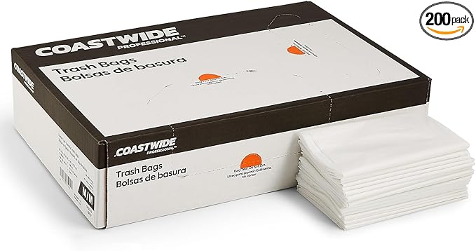 20-30 Gallon Trash Bag 30 x 36 Low Density 0.9 mil White 200 Bags/Box