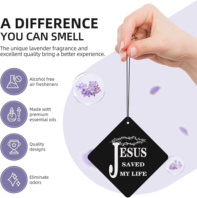 40 PCS Religious Jesus Christian Faith Cross Car Air Fresheners Cards Set Multi-Pack Scented Cards Long-Lasting Auto Fragrance Cards for Vehicle Home &amp Office Square