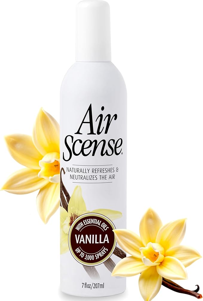 Air Scense Air Freshener Deodorizer Room Spray for Bathroom &amp Home Essential Oils Natural Vanilla - 7 fl oz (12 Pack)