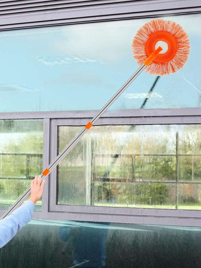 Wall Cleaner Mop with 90 Long Handle Baseboard Cleaner Tool Duster Round Dust Mop with 5 Replacement Pads  Dry and Wet Ceiling Cleaning Tool for Painted Walls Window Floor