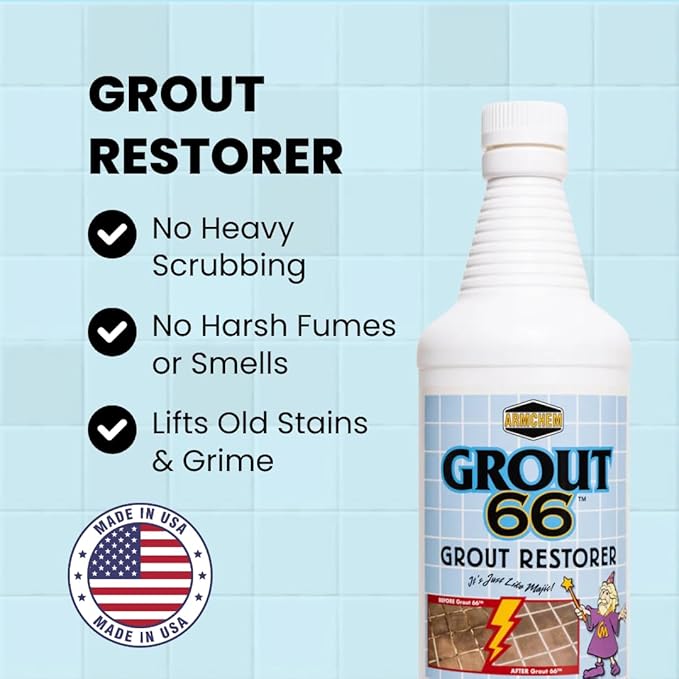 Grout66: Grout and Tile Cleaner with Low-Odor Non-Fuming Formula Ideal for Heavy-Duty Cleaning Quick Touch-Ups and Tile Maintenance. This Three Quarts Kit ensures Effortless Cleaning.