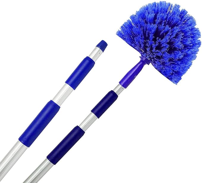 Cobweb Duster Extendable Reach 20 feet Ceiling Fan Duster | 3-Stage Aluminum Telescoping Pole | Medium Stiff Bristles | Long Handle Webster Duster for Cleaning | U.S Duster Co.