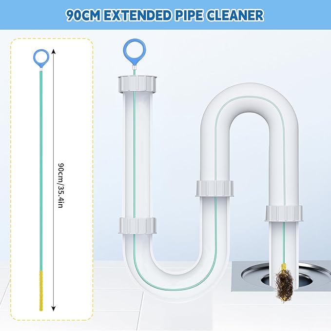 Drain Cleaner Spiral Pack of 5 Anti-Brupture Steel Drain Spiral Drain Cleaner Sticks 90 cm Pipe Cleaning Spiral Flexible Spiral Drain Pipe Cleaning for Sink Sewers