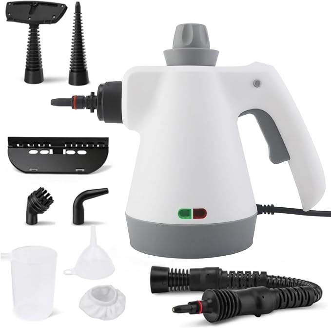 VINGVO Handheld Steam Cleaner Multifunction Steam Cleaner for Home with 9 Accessory Kit Portable Steam Cleaning for Remove Grime Grease and Car Window Cleaning